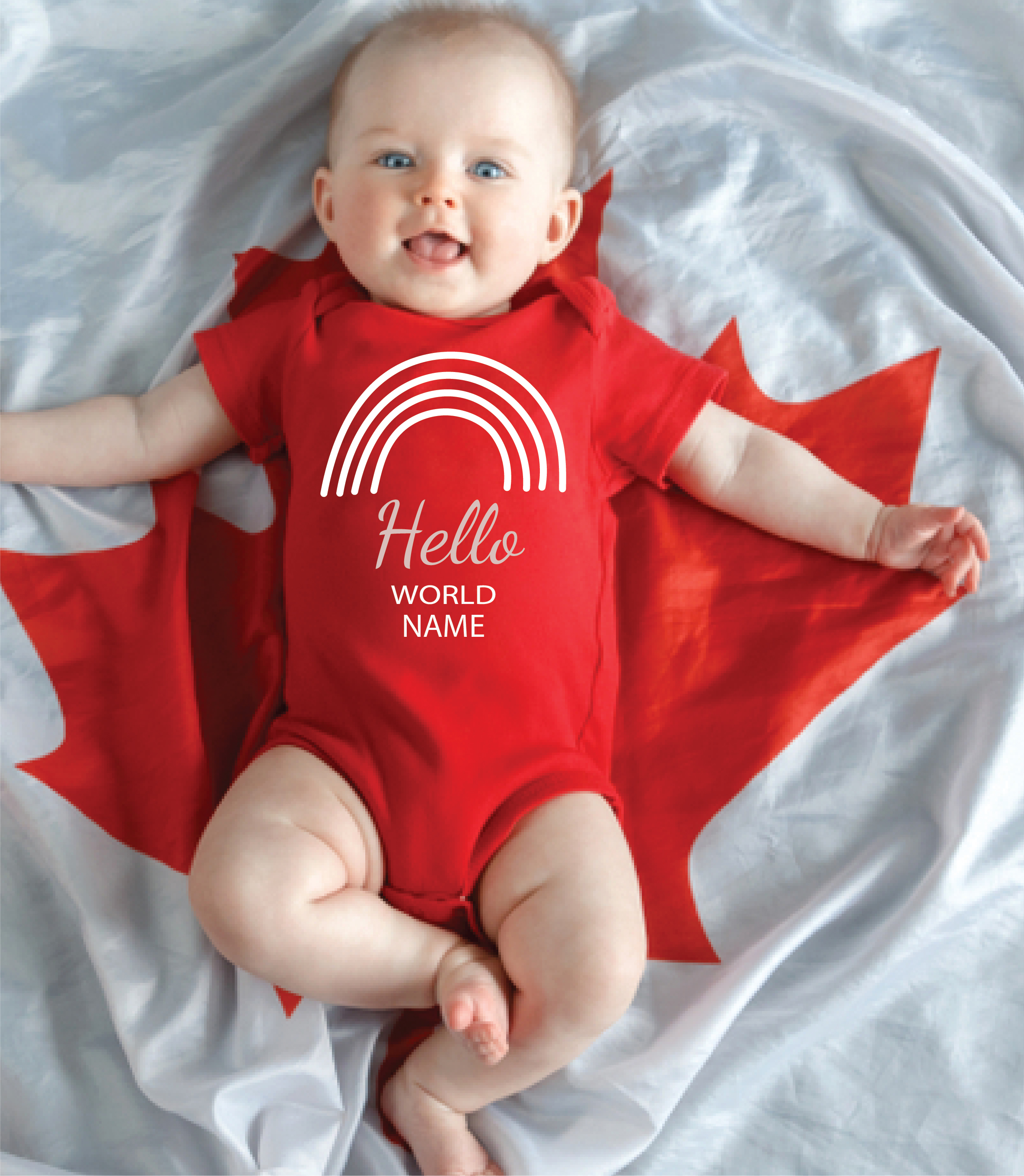 Personalised Hello World Red Unisex Baby Romper